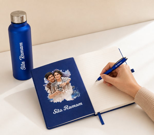Personalized Gift Hamper Set – Bottle, Pen & Diary