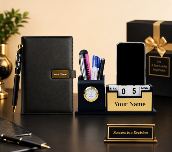 Personalized Gift Hamper Set – Pen & Diary, Classic Black
