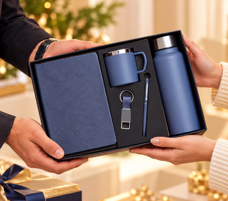 Premium 5-Piece Corporate Gift Set – Diary, Pen, Keychain, Steel Bottle & Cup