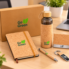 Eco-Friendly Cork Gift Set with Notebook, Bottle, Pen & Keychain