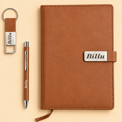 Personalized Men's Office Gift Hamper – Pen, Keychain & Diary, Assorted Colours