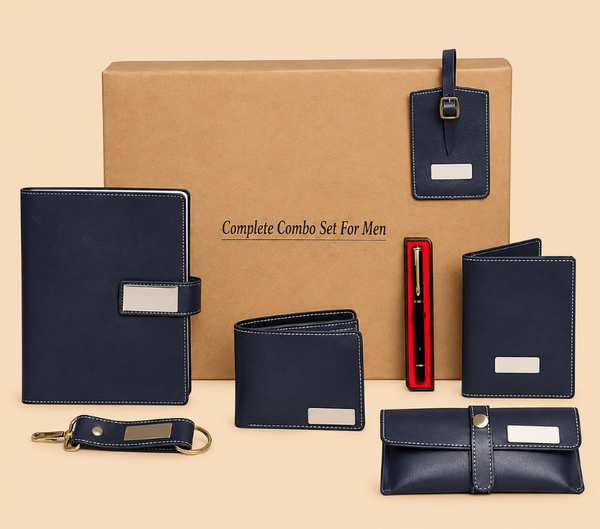 Personalized 7-Piece Luxury Gift Set for Men – Wallet, Notebook, Passport Cover & Accessories