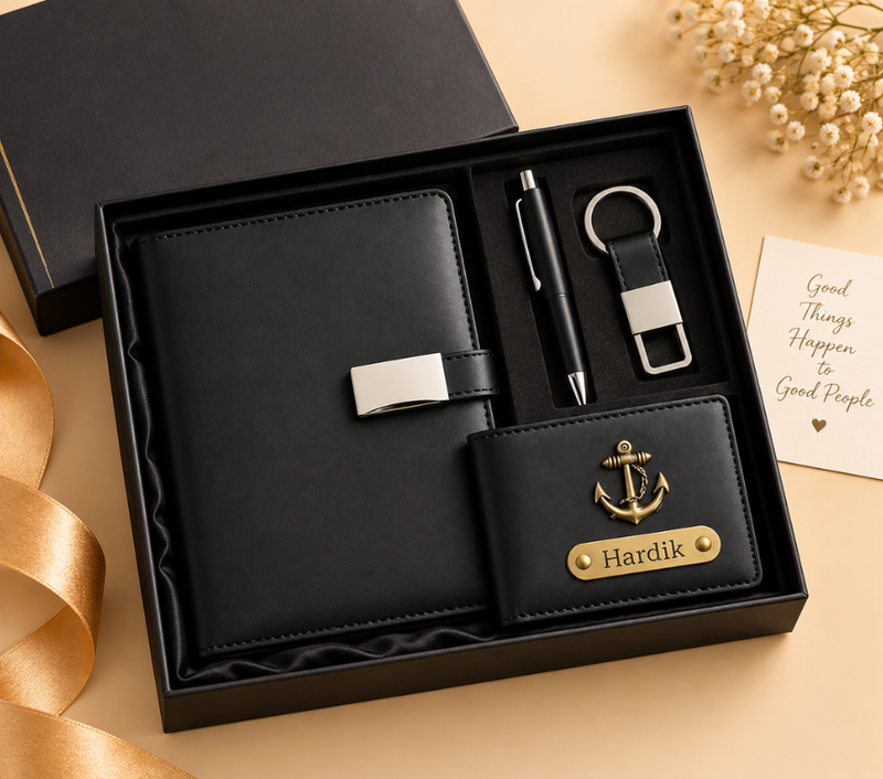 Personalized Men's Gift Set – Wallet, Pen, Keychain & Diary