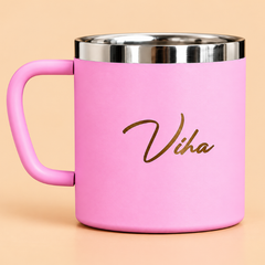 Personalized Steel Coffee Mug – Custom Name Print