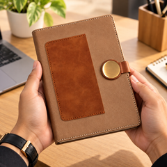 Personalized Premium Leather-Look Journal with Metal Lock & Custom Name