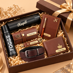 Personalized Premium Gift Hamper for Men with Wallet, Belt & Accessories
