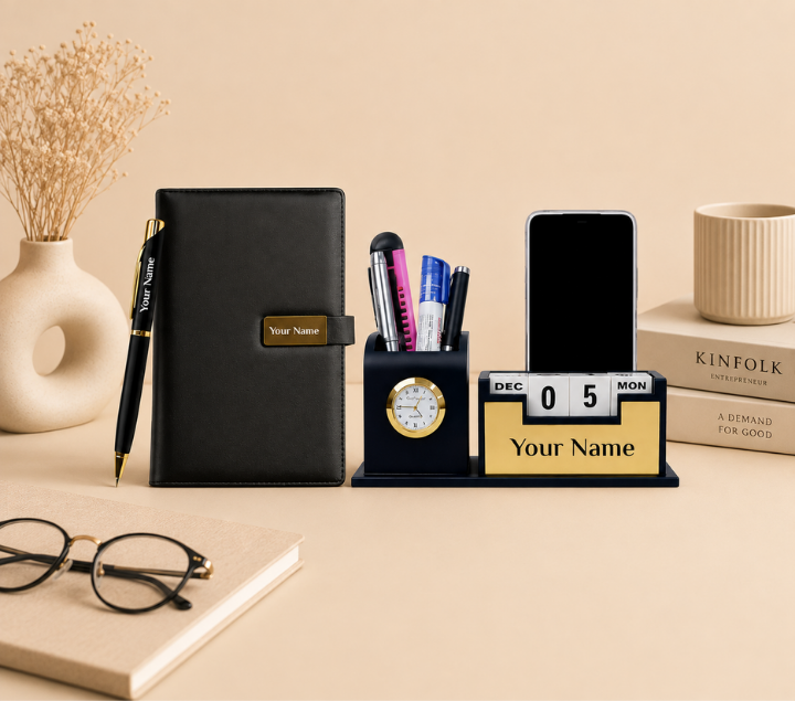 Personalized Gift Hamper Set – Pen & Diary, Classic Black
