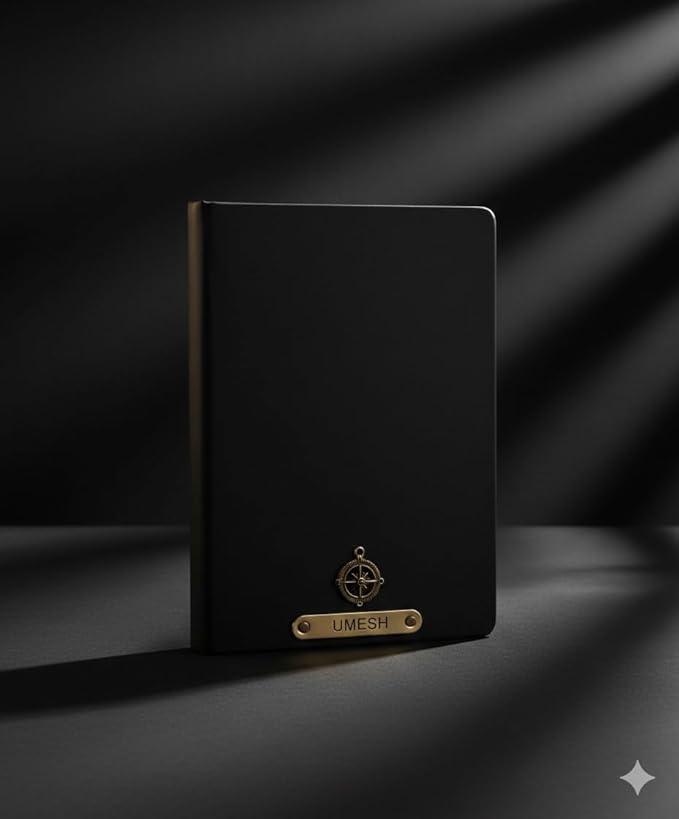 Personalized Black Leather Diary with Name