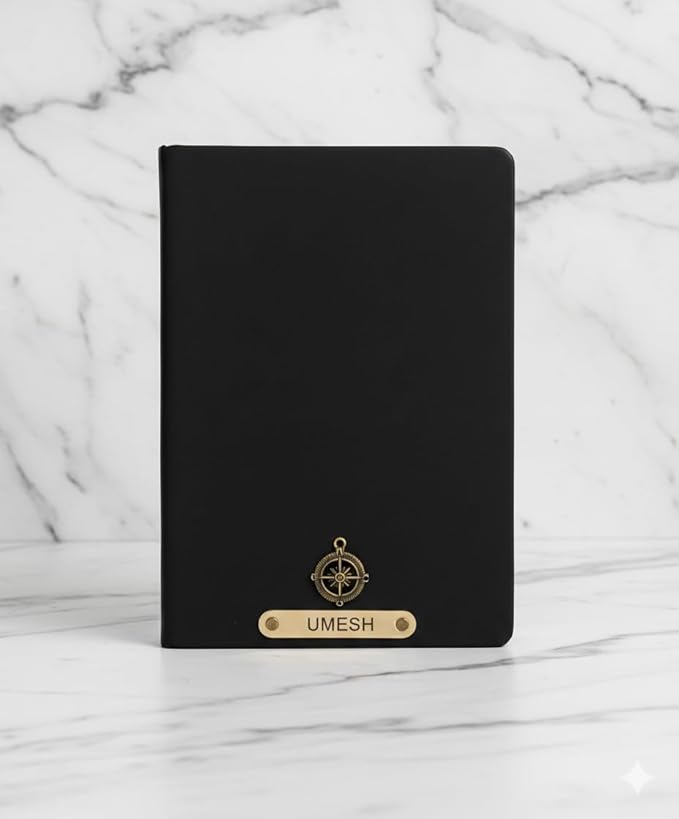 Personalized Black Leather Diary with Name