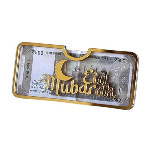 Customizable Eid Lifafa for Money Gift – Personalized Ramzan Shagun Envelope for Eidi Cash Gift, Premium Golden Acrylic Design
