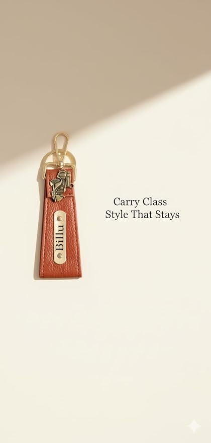 Customised Engraved Keychain with Name | Gift Hamper Set for Men Leather Keychain
