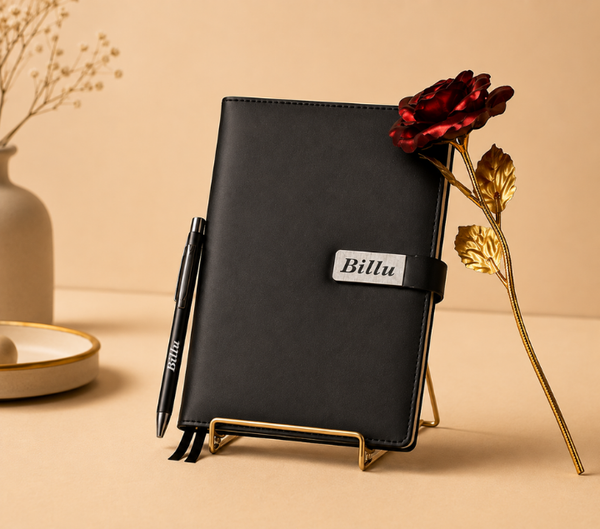Personalized Gift Hamper Set – Pen & Diary, Black