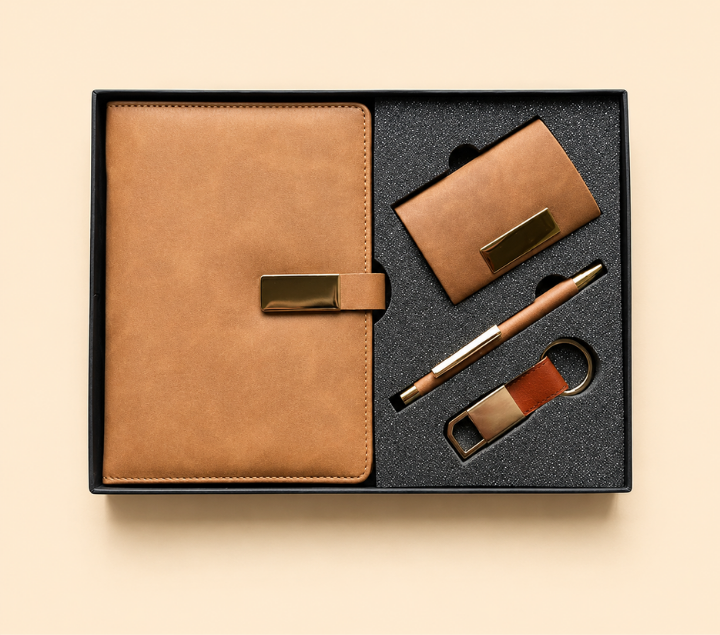 Personalized Gift Set – Pen, Keychain, Diary & Card Holder, Assorted Colours