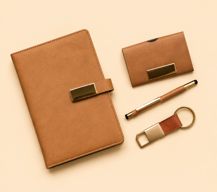 Personalized Gift Set – Pen, Keychain, Diary & Card Holder, Assorted Colours