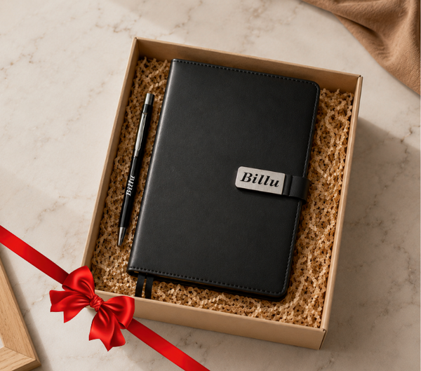 Personalized Gift Hamper Set – Pen & Diary, Black