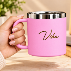 Personalized Steel Coffee Mug – Custom Name Print