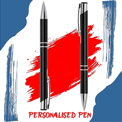 Personalized Premium Metal Ballpoint Pen – Black & Silver, Smooth Writing Pen with Custom Name Engraving