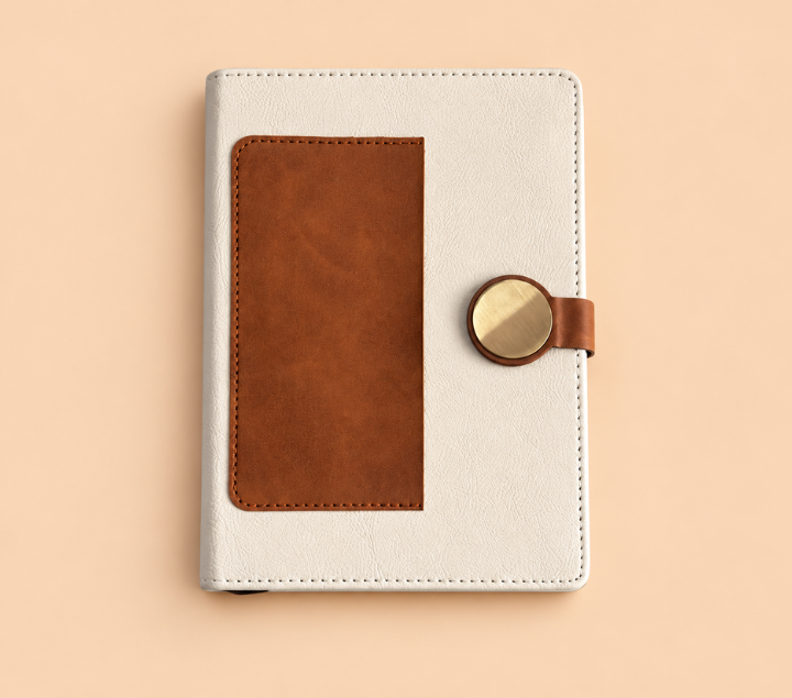 Personalized Premium Leather-Look Journal with Metal Lock & Custom Name