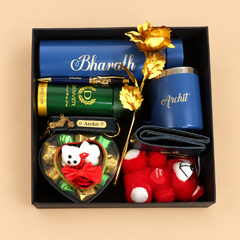 Personalized Luxury Gift Hamper with Teddy Bear, Wallet, Tumbler & Chocolates