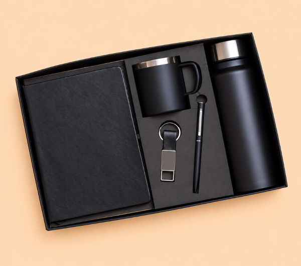 Premium 5-Piece Corporate Gift Set – Diary, Pen, Keychain, Steel Bottle & Cup