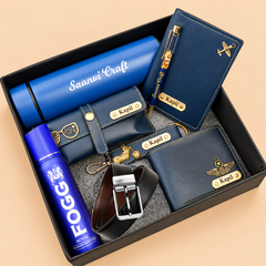 Personalized Premium Gift Hamper for Men with Wallet, Belt & Accessories