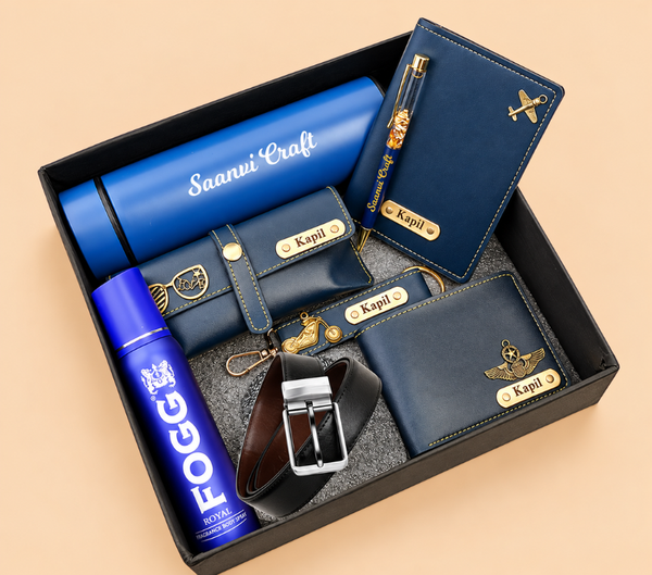 Personalized Premium Gift Hamper for Men with Wallet, Belt & Accessories