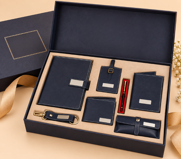 Personalized 7-Piece Luxury Gift Set for Men – Wallet, Notebook, Passport Cover & Accessories