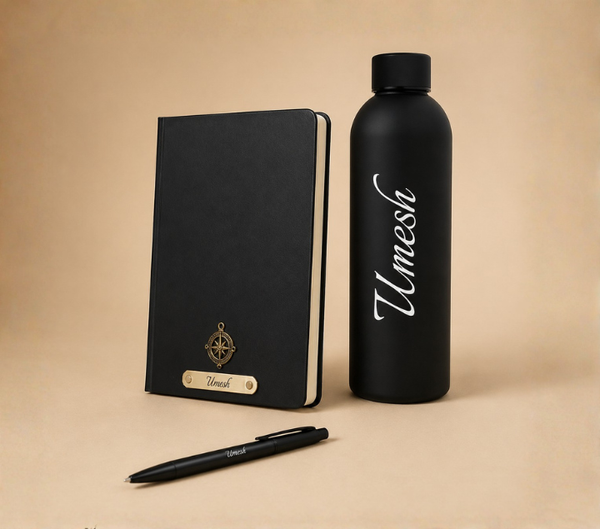 Personalized Gift Set – Bottle, Pen & Diary, Custom Name