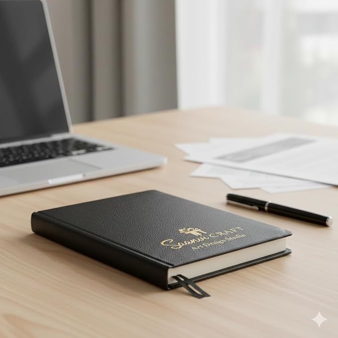 Personalized Black Leather Diary with Name & Logo