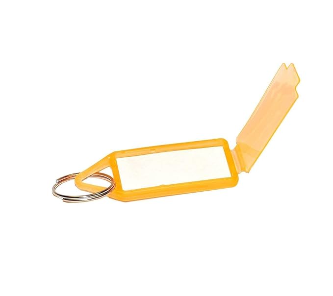 Multicolor Plastic Key Tags with Protective Cover – 4 Inch Keychain Labels with Split Ring, Easy Insert ID Slot, Assorted Colors (Pack of 50)