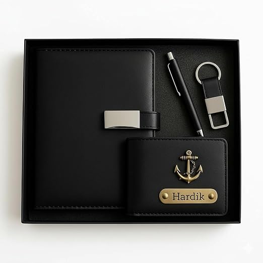 Personalized Gift Set for Men | Premium Diary, Wallet, Pen & Keychain Combo
