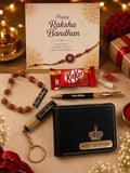 Raksha Bandhan Customizable Gift Hamper for Brother | Best Brother Wallet, Keychain, Pen, Designer Rakhi, Rudraksha Bracelet, Roli Chawal Combo | Rakhi Gift Set for Bhai