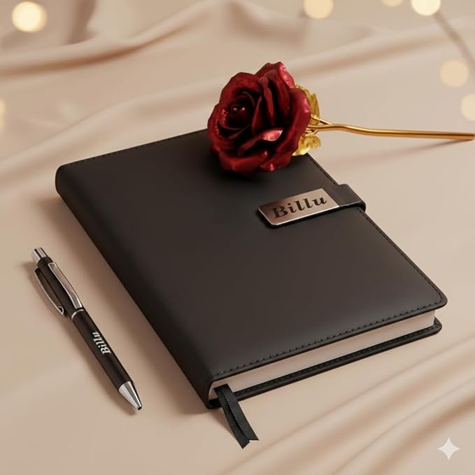 Personalized Diary & Pen Gift Set with Name Engraving