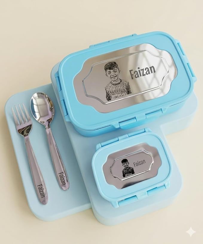 Personalized Kids Lunch Box Set with Name & Photo