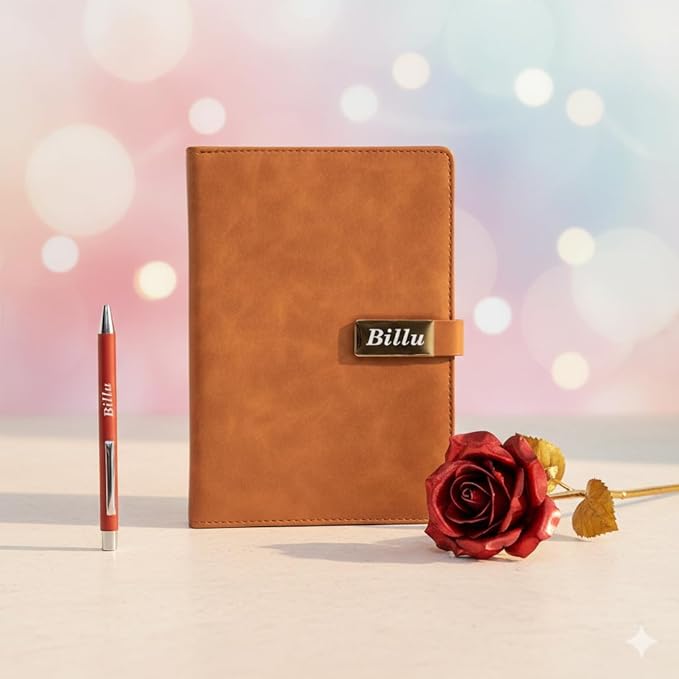 Personalized Diary & Pen Gift Set with Name Engraving