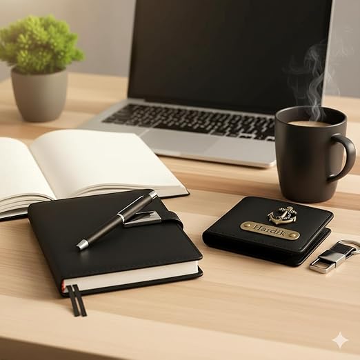 Personalized Gift Set for Men | Premium Diary, Wallet, Pen & Keychain Combo
