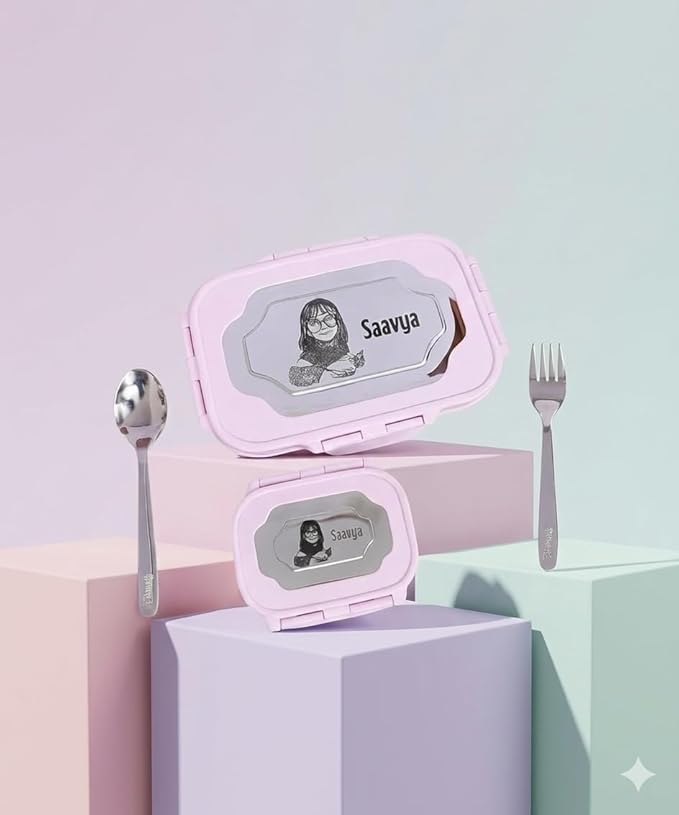 Personalized Kids Lunch Box Set with Name & Photo