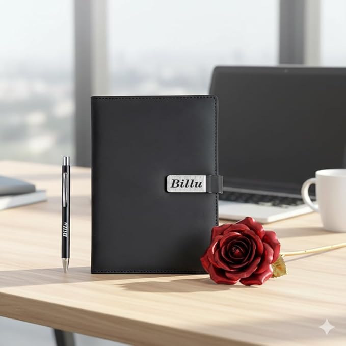 Personalized Diary & Pen Gift Set with Name Engraving