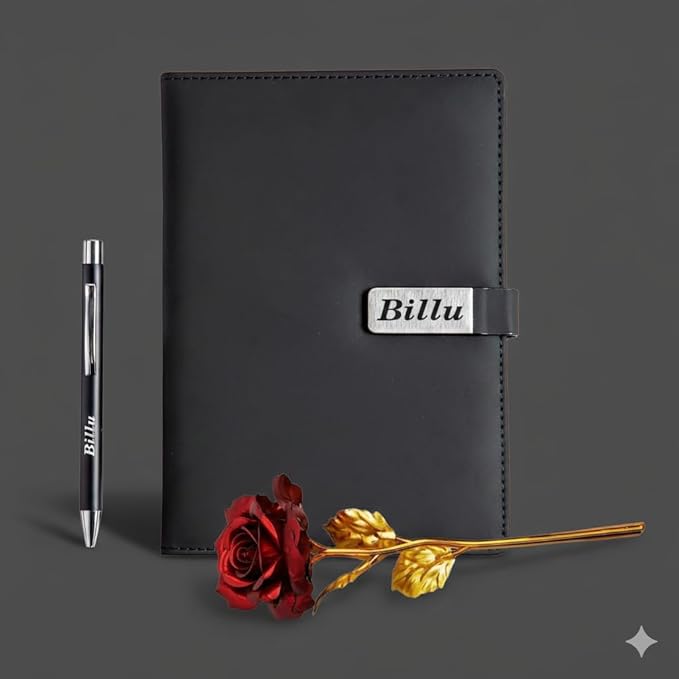 Personalized Diary & Pen Gift Set with Name Engraving