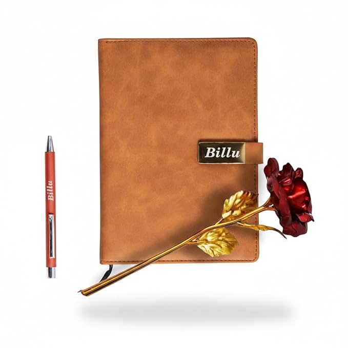 Personalized Diary & Pen Gift Set with Name Engraving