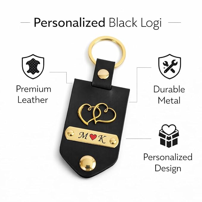 Personalized Leather Photo Keychain with Custom Name & Initials |