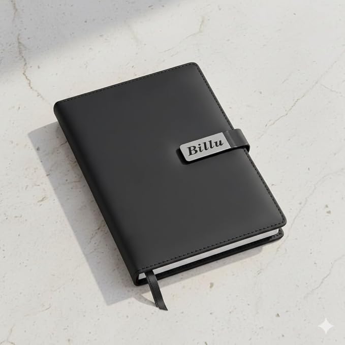 Personalized Leather Diary with Name Plate | Customizable Diary with Magnetic Lock |
