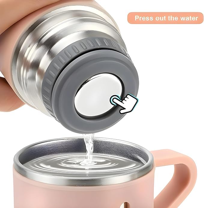 Your Name Customized Double Wall Stainless Steel Thermo 500ml Vacuum Insulated Bottle Water Gift Set with Two Cups - Corporate Gift Items, Personalized Gifts (Pink)