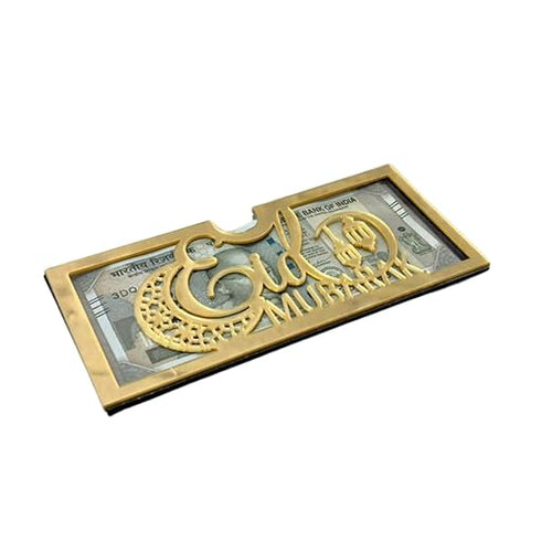 Customizable Eid Lifafa for Money Gift – Personalized Ramzan Shagun Envelope for Eidi Cash Gift, Premium Golden Acrylic Design
