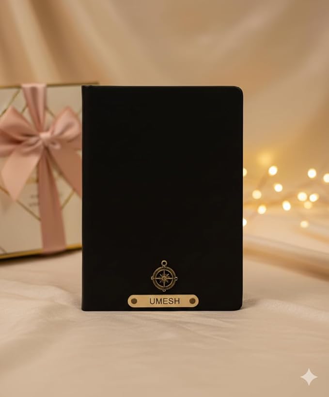Personalized Black Leather Diary with Name