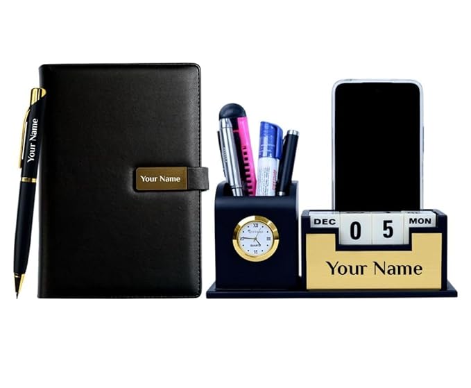 Personalized Diary, Pen & Desk Organizer Combo