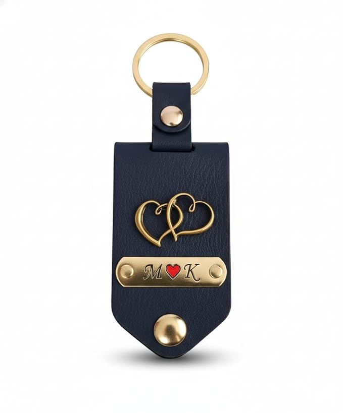 Personalized Leather Photo Keychain with Custom Name & Initials