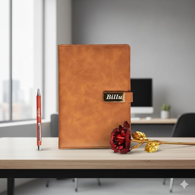 Personalized Diary & Pen Gift Set with Name Engraving