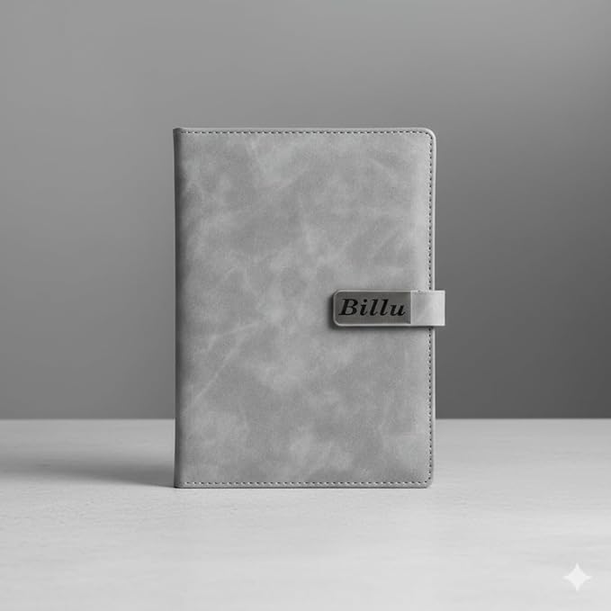 Personalized Leather Diary with Name Plate | Customizable Diary with Magnetic Lock