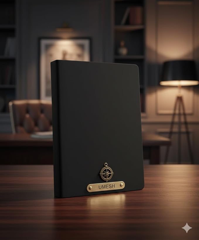 Personalized Black Leather Diary with Name